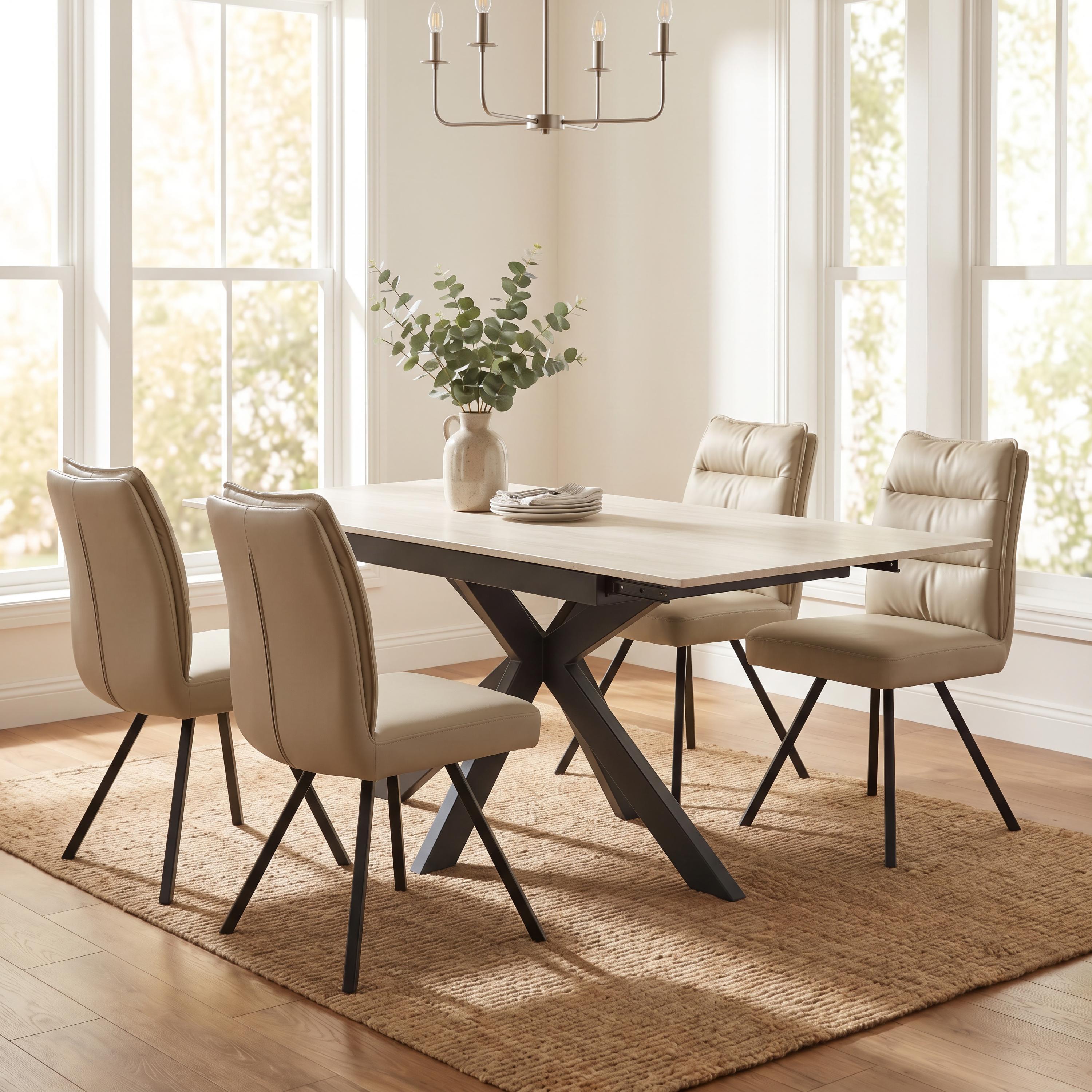 Amalfi 1.8m Extending & 4 Stylus Taupe Chairs Dining Set