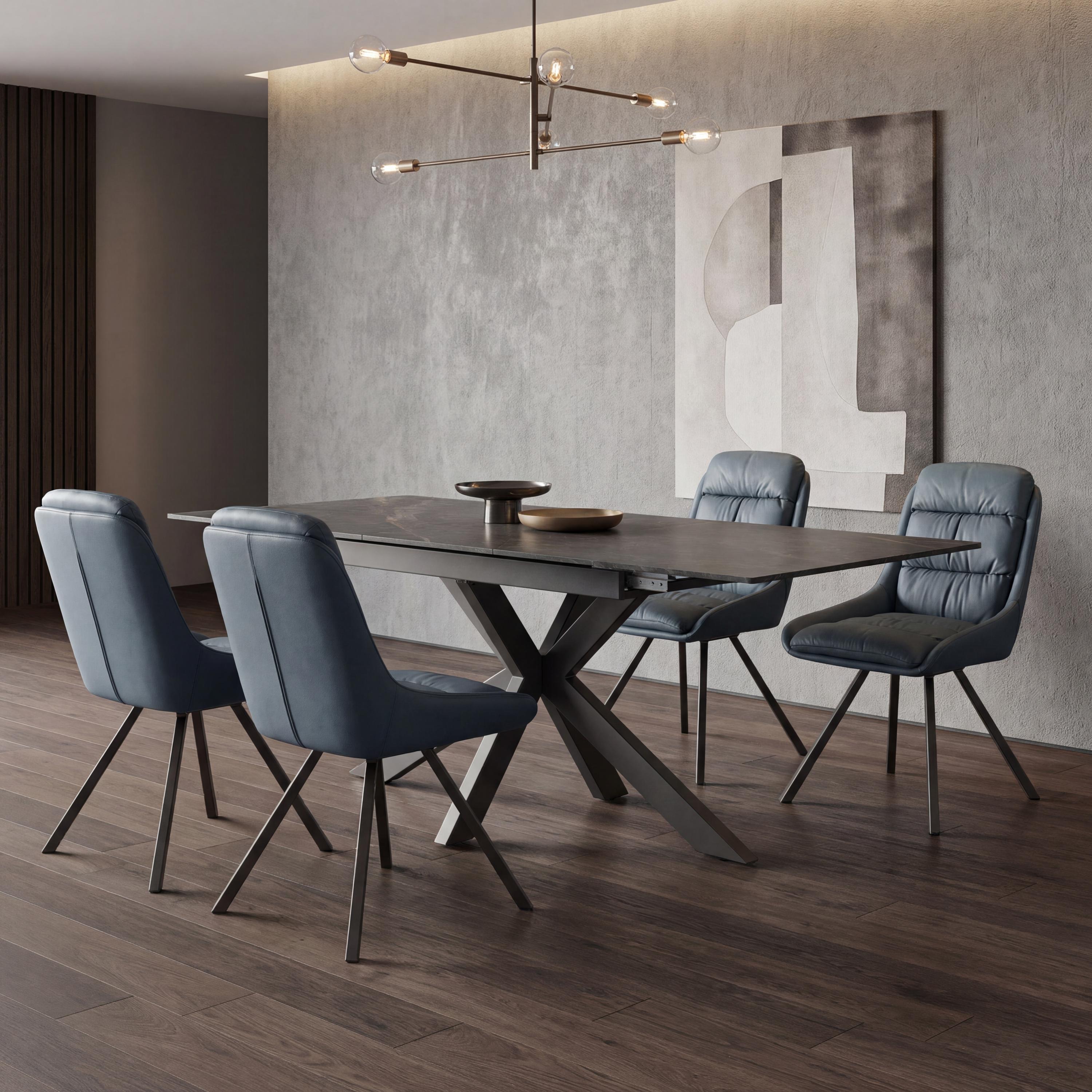 Tokyo Extender Grey & 4 Arnhem Midnight Blue Dining Set