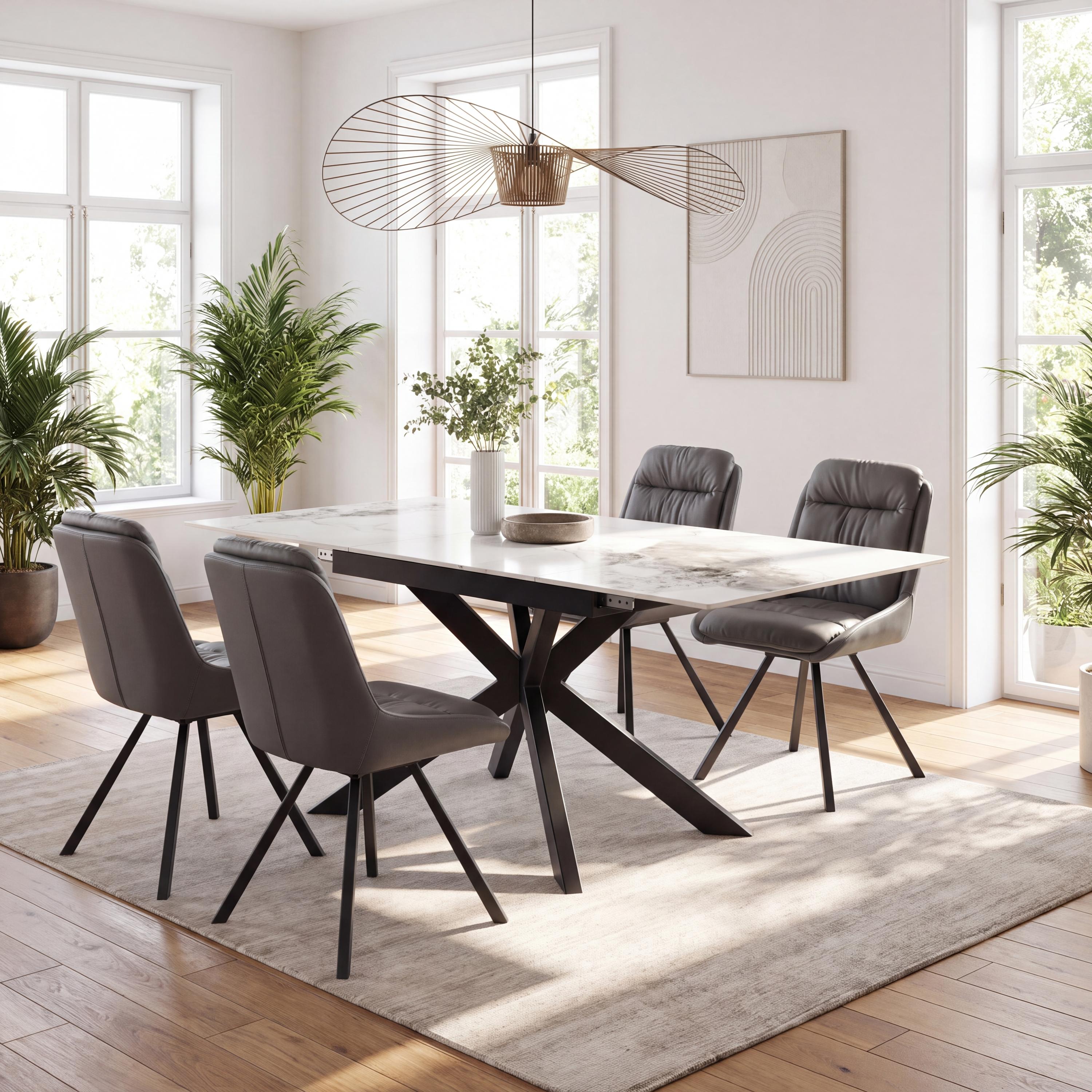 Tokyo Extender White & 4 Arnhem Grey Dining Set
