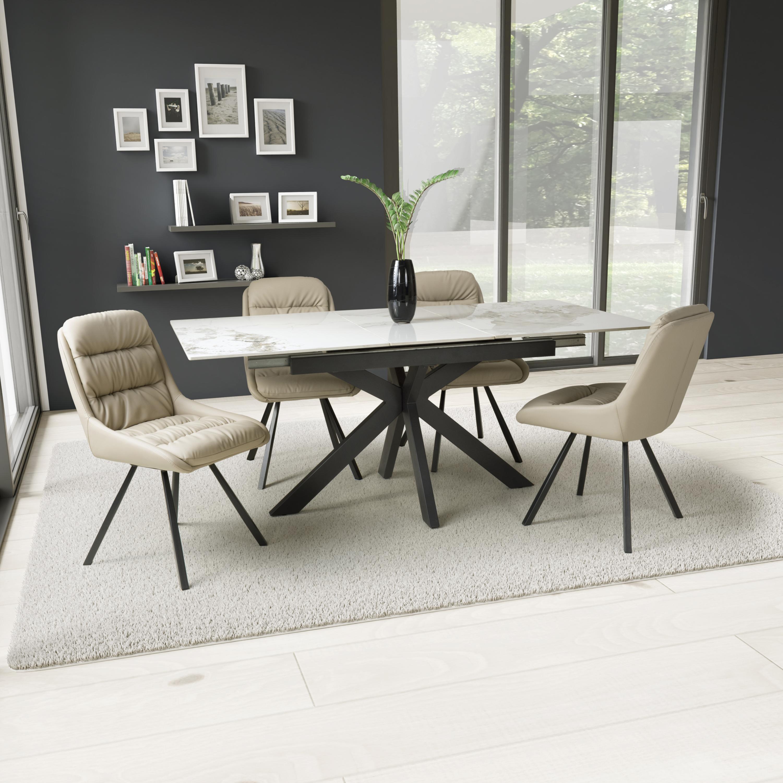 Tokyo Extender White & 4 Arnhem Cream Dining Set