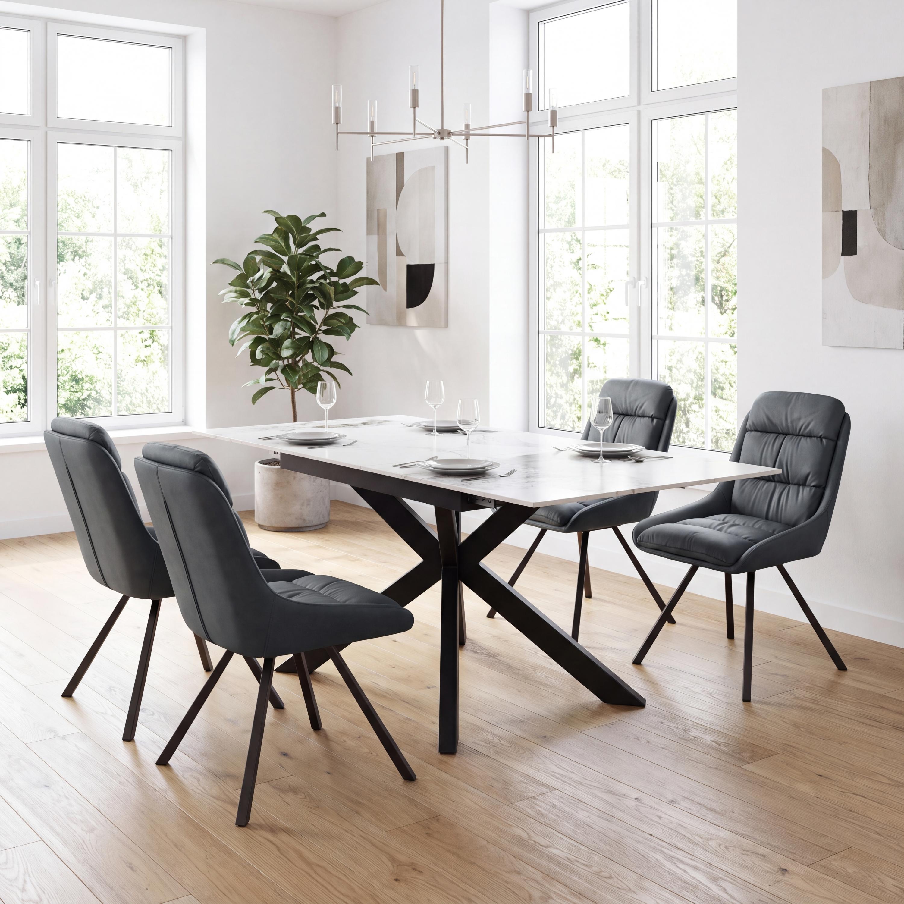Tokyo Extender White & 4 Arnhem Midnight Blue Dining Set