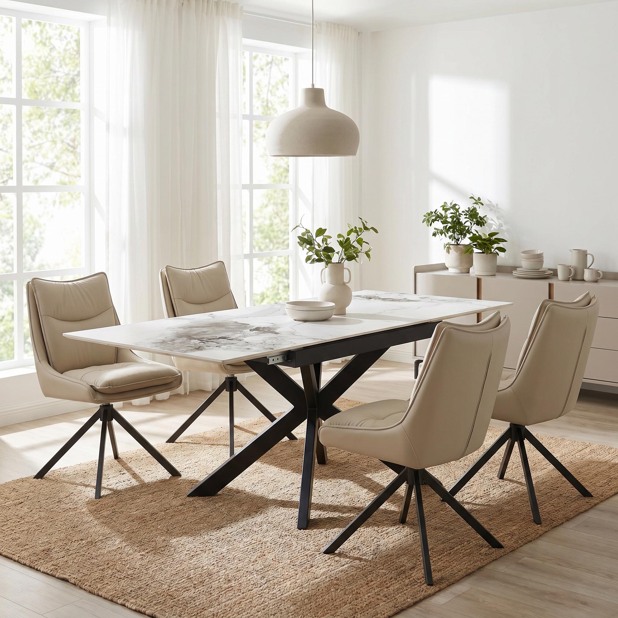 Tokyo Extender White & 4 Vogue Stone Dining Set