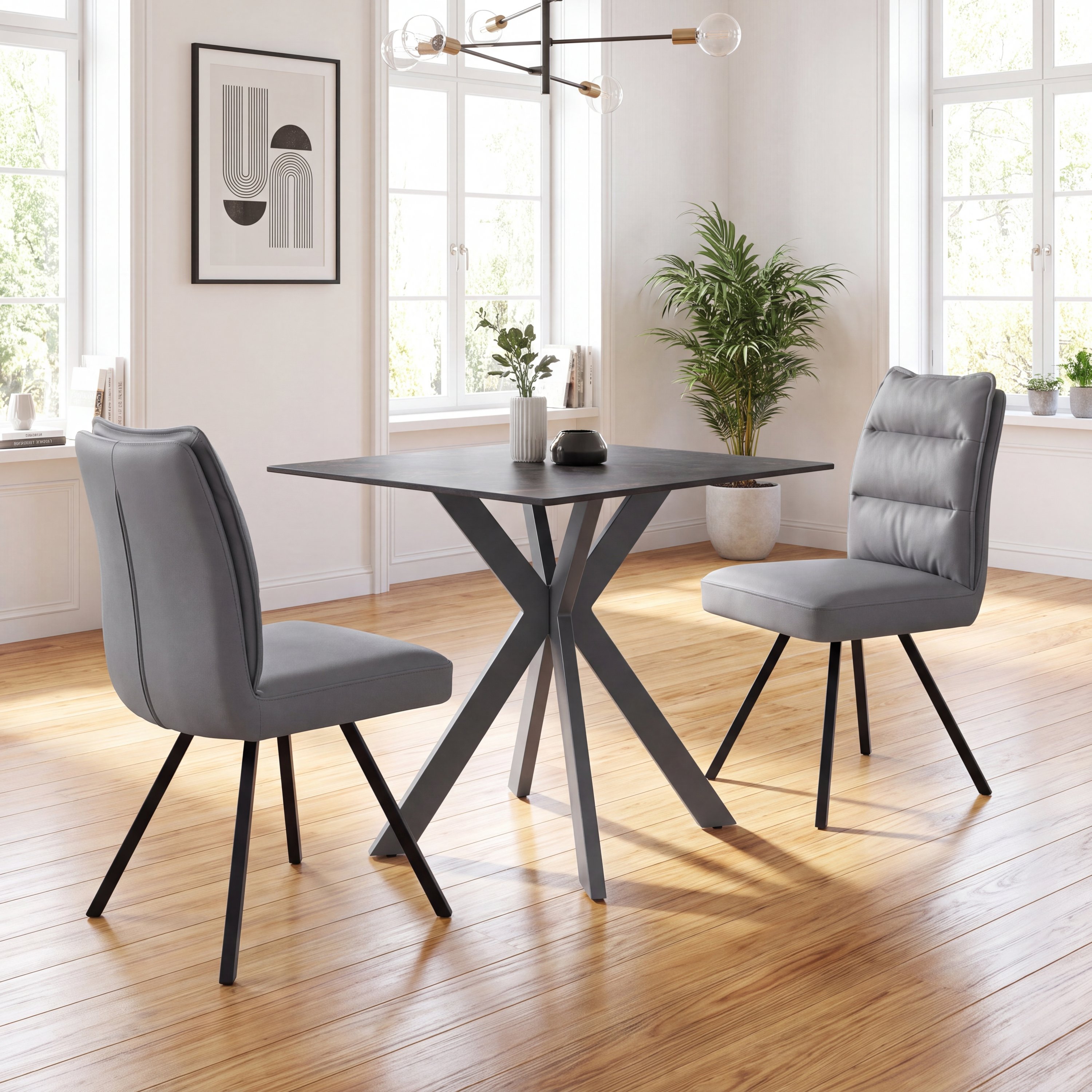 Tokyo 80cm Grey & 2 Stylus Dark Grey Dining Set
