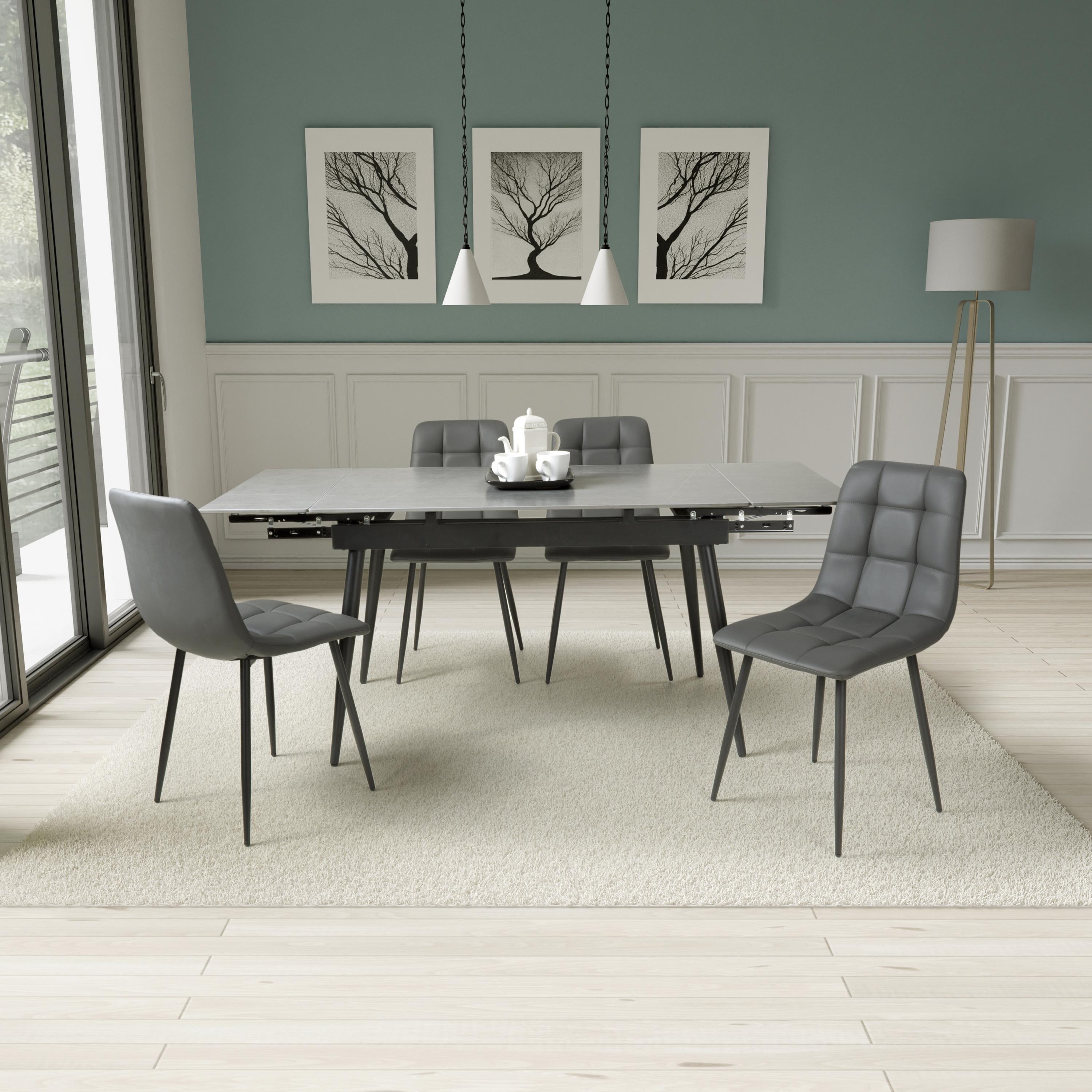 Monaco Extending Grey & 4 Madison Leather Effect Grey Dining Set
