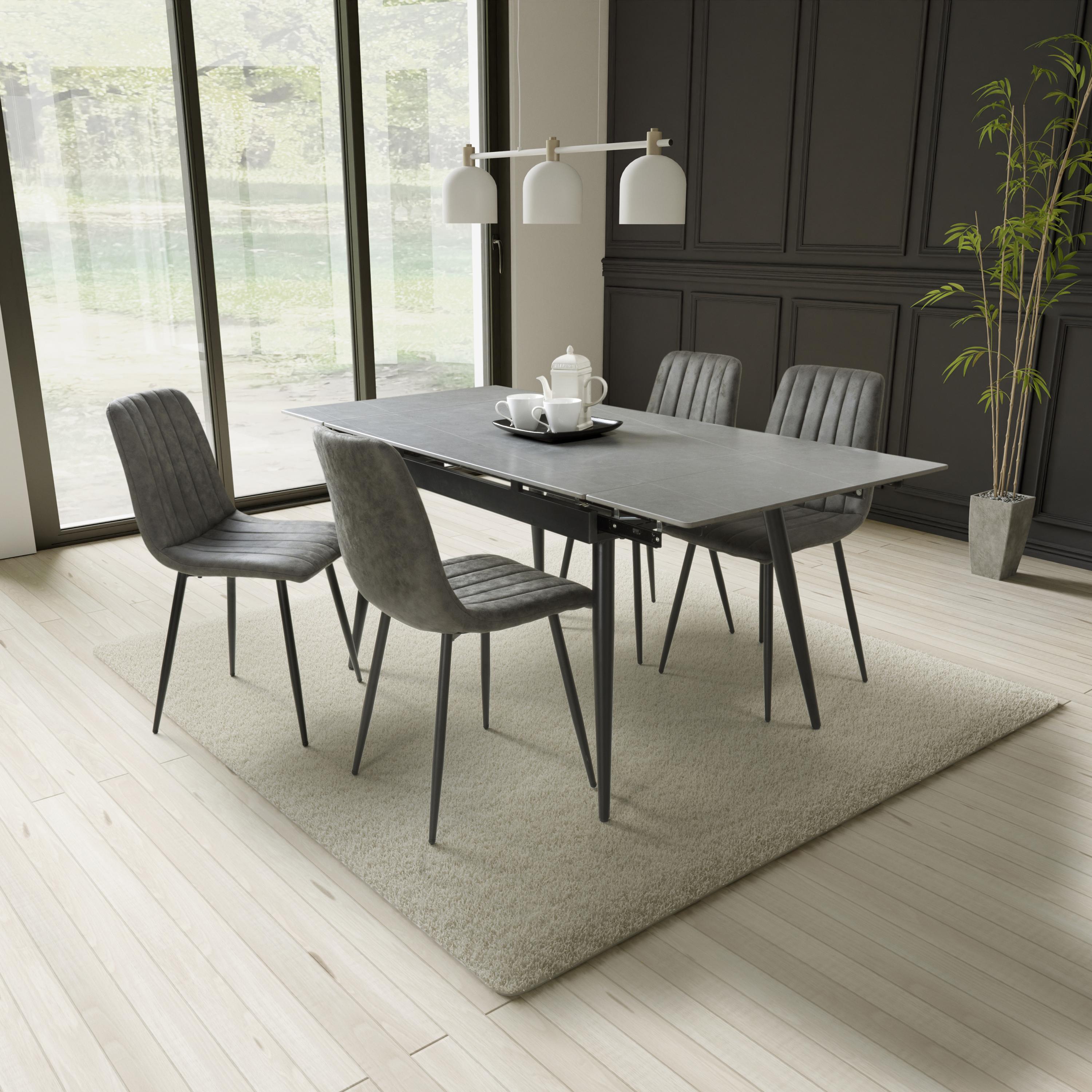 Monaco Extending Grey & 4 Lisbon Microfibre Grey Dining Set