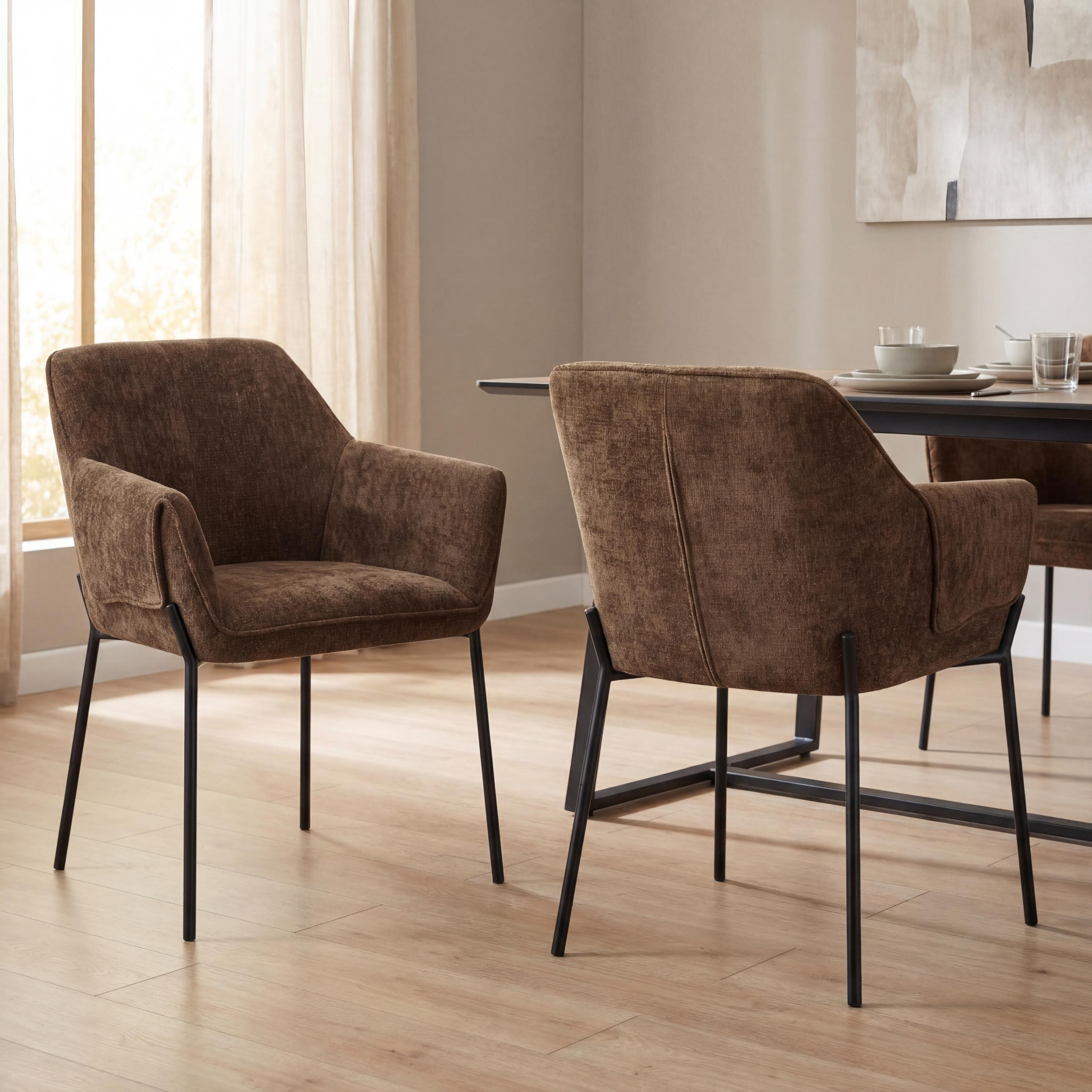 Milan Chenille Effect Brown Dining Chair