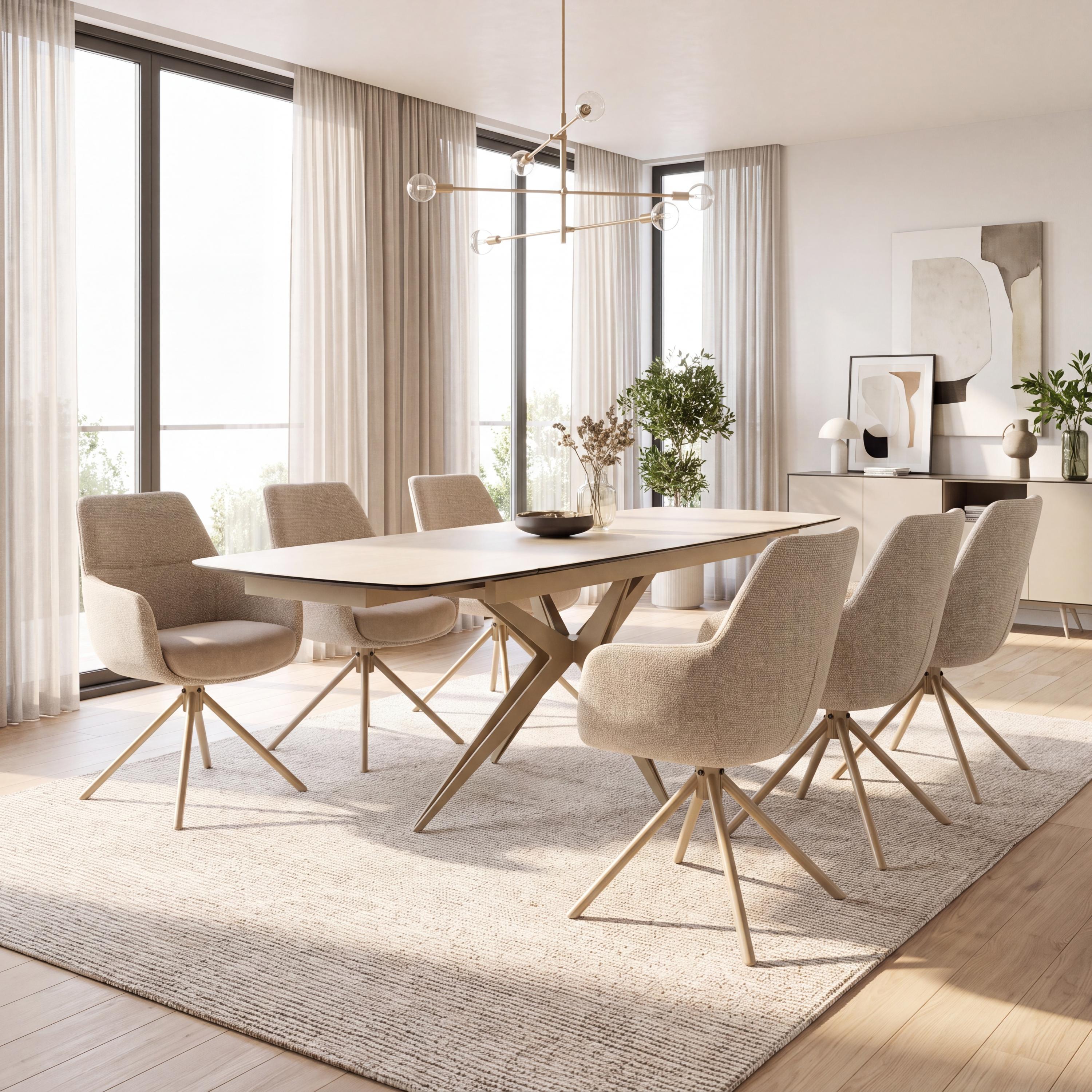 Naples 2.4m Extending & 6 Rimini Natural Dining Set