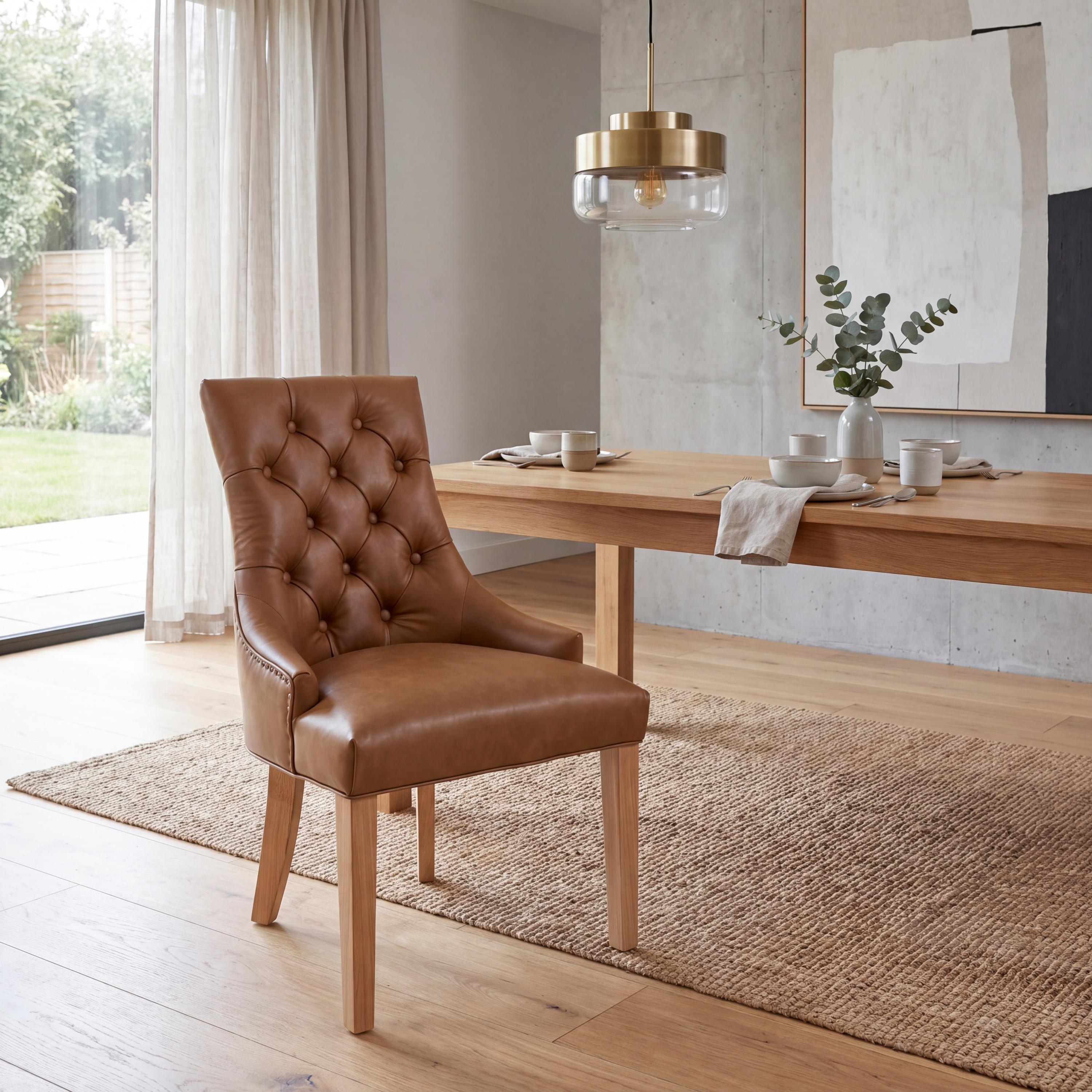 Winchester Leather Effect Tan Dining Chair