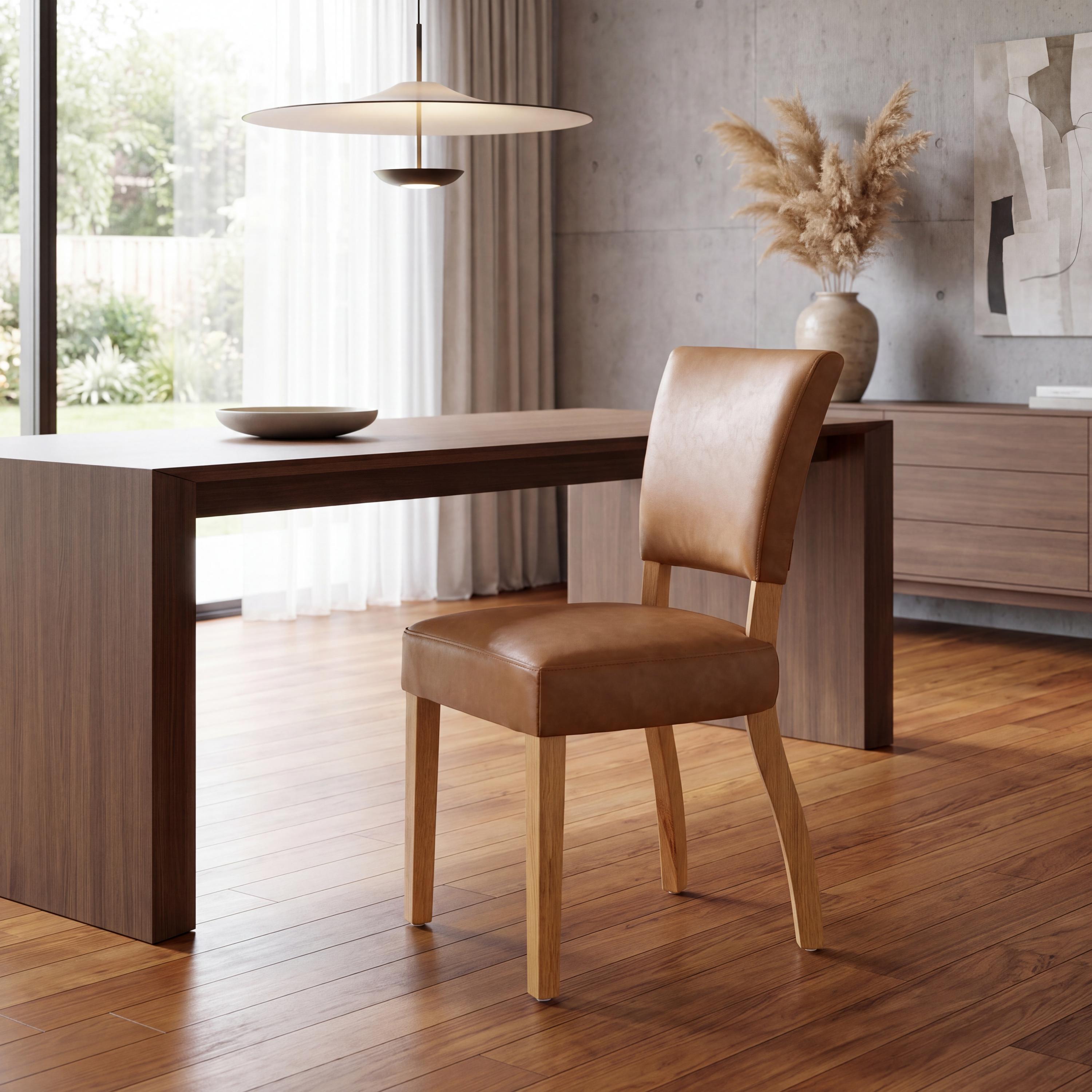 Kensington Leather Effect Tan Dining Chair